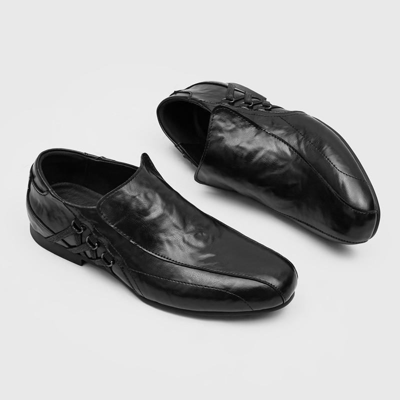 Mens Black Loafer Slip-On Shoes Casual Business Comfortable Round Toe Rubber Sole