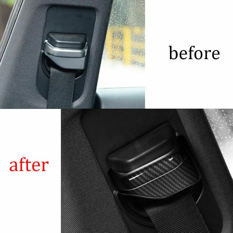 ABS Carbon Fiber Seat Belt Adjustment Cover Trim 2PCS For Benz GLA CLA 2013-