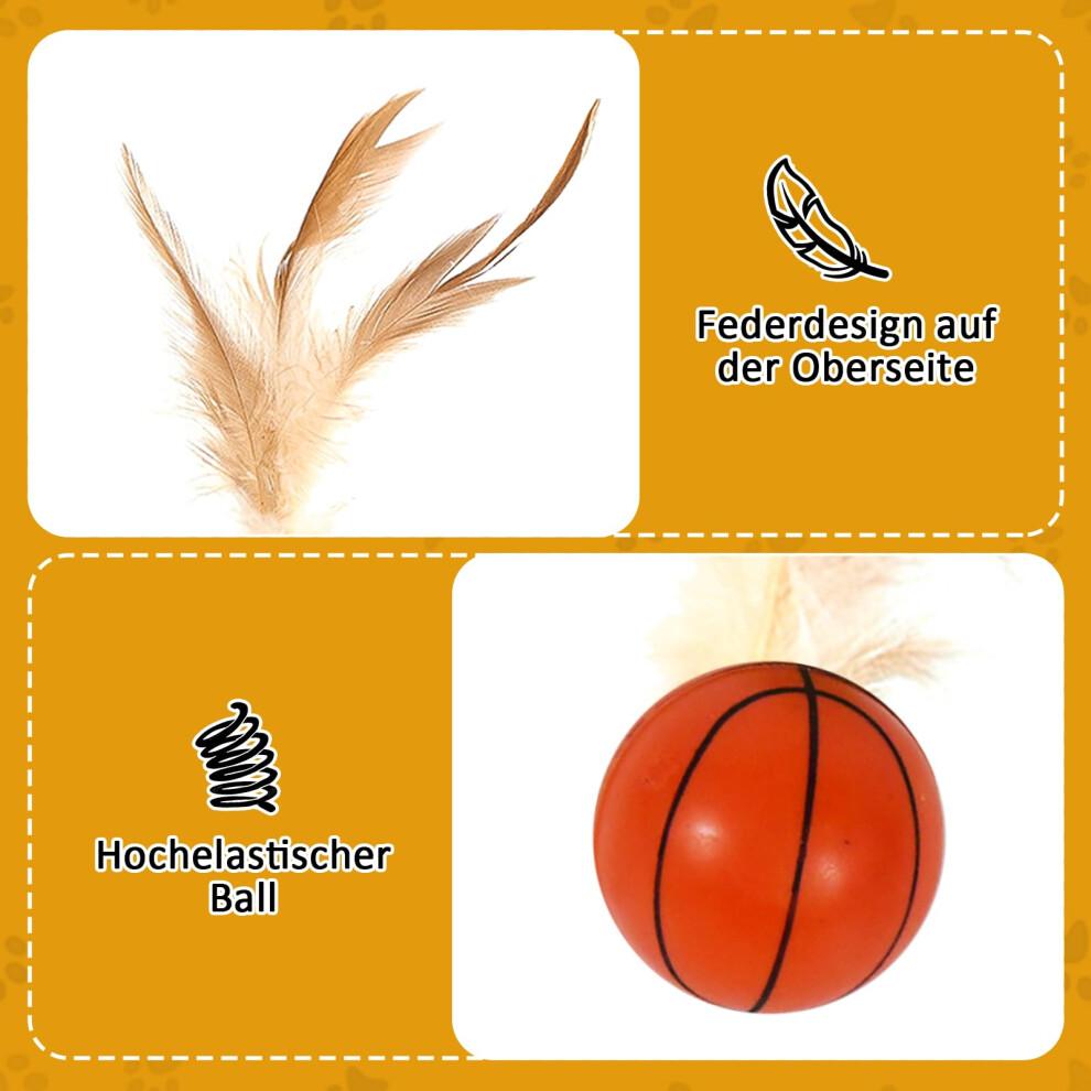 IHONYI 6 Pieces Bouncy Cat Toy with Feathers, Colourful Jumping Ball for Active Cats, Small Animal Toy, Bouncy Ball for Cats