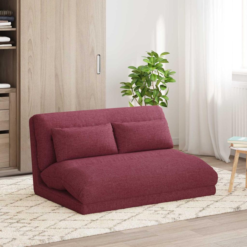 Adjustable Floor Footstool Burgundy Fabric