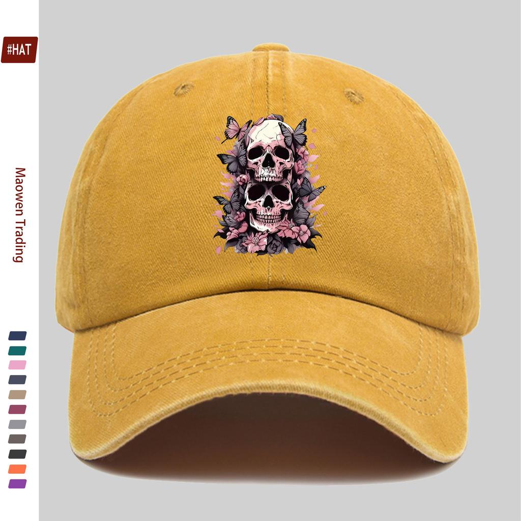 Pc Colorful Butterfly And Skull Pattern Printed Baseball Cap Street HipHop Style Design Decor Hat Comfortable Lightweight Su