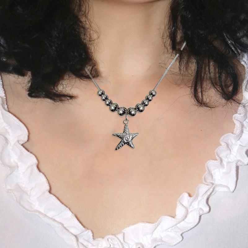 FackLOxc Collana con ciondolo a forma di stella, alla moda, con sfumatura, semplice, regolabile, per clavicola