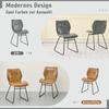 Dining Chairs Set of 2, Faux Leather Chairs with Metal Frame, Upholstered Kitchen Chairs for Dining Room, Living Room, Office, Cognac Brown