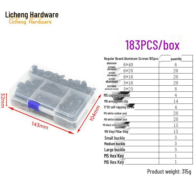 Śruby kolorowe do szyby motocyklowej ze stopu aluminium (177/183/198 szt.)