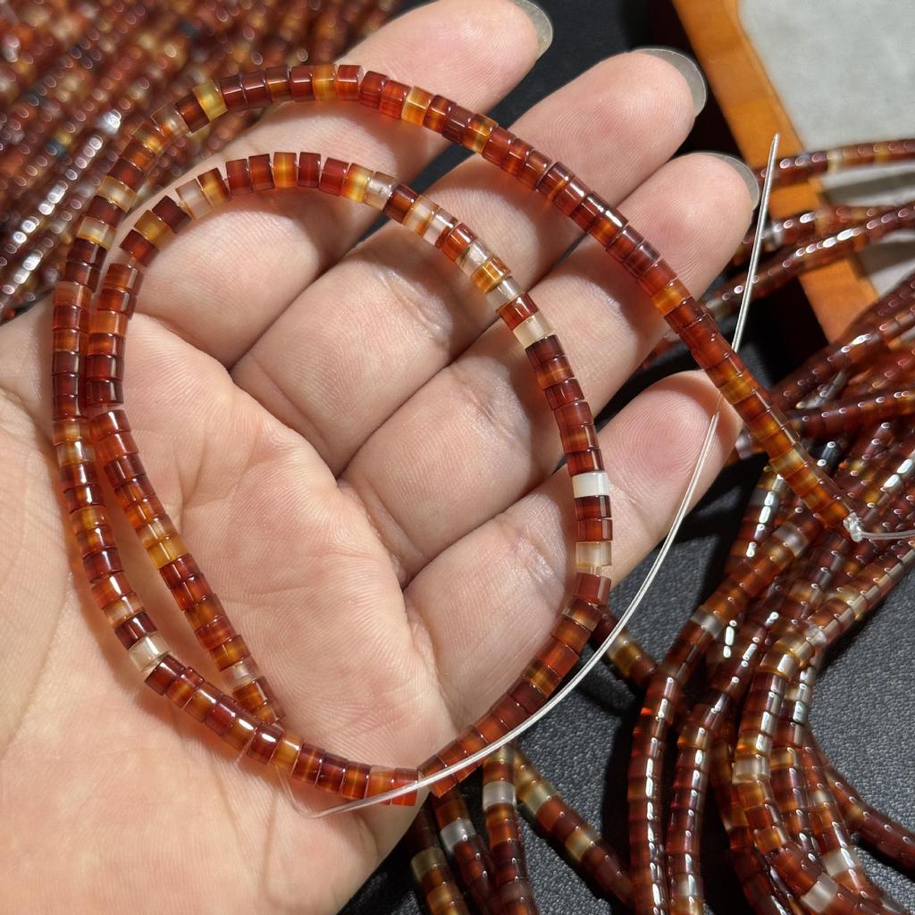 Approximately 4x2mm Natural Banded Persian Red Agate Spacer Beads for DIY Necklace or Bracelet.