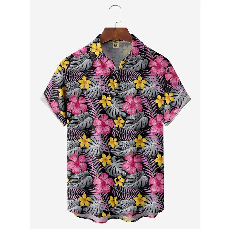Sommer Strandurlaub Blumenhemd Herren Hawaiianisches Hemd Modisches Muster Herrenhemd