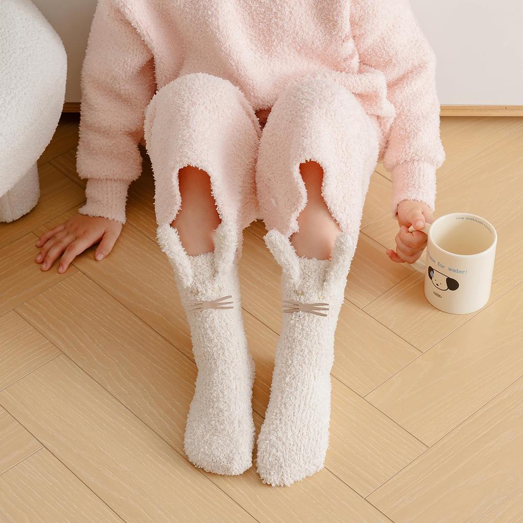 HAYAHARU Baby Thick and Warm for Loose Fluffy and Perfect for Cold Weather Baby Ages Socks, Kids' Socks, Non-Slip, Winter, Fit, Cute, Sleeping,