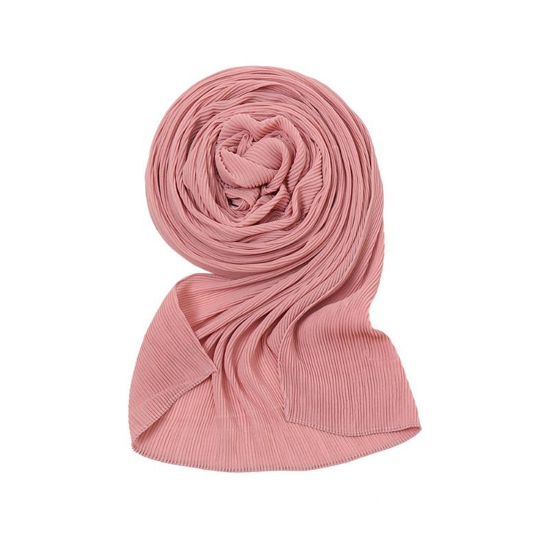 Pearl chiffon pleated monochrome scarf female solid color toothpick crushed headscarf toothpick pleated