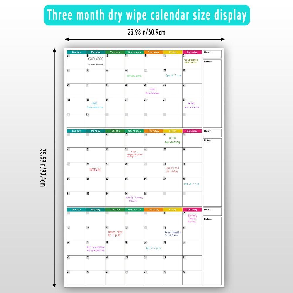 Dry Erase 3 Months Calendar Large Size Schedule Planning Table Hot Wall Calendar  Family Planning