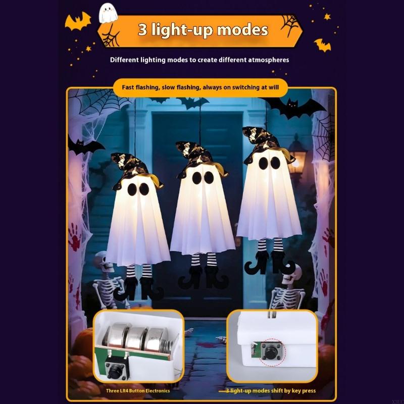 Lighted Specter Hanging Decoration Glowing Specter Hanging Ornament with LED Light For Porch Yard Indoor and Outdoor X3UC