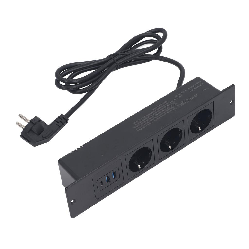 Versenkbare Steckdosenleiste 3x Steckdosen 2x USB A 1x USB C PD20W Anschlüsse Tischsteckdose mit 1,5 m Kabel Standard