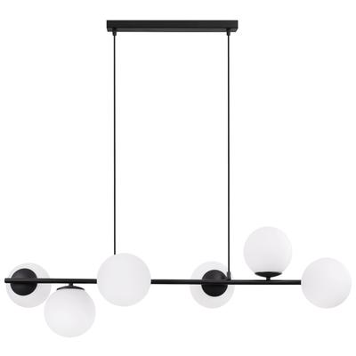 Siena Black Hanging Lamp 6-Bulb White Lampshade E14