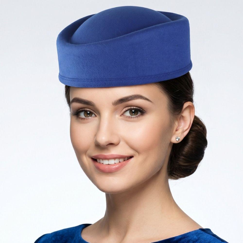 Solid Color Pillbox Hat Vintage Airline Stewardess Caps Teardrop Hat Topper Hat Masquerade Party