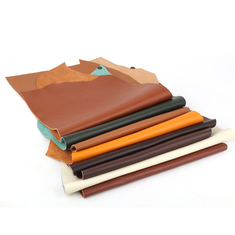 Colorful plain weave top layer cowhide leather material, genuine leather fabric with drop pattern of 1.2mm thick soft cowhide so