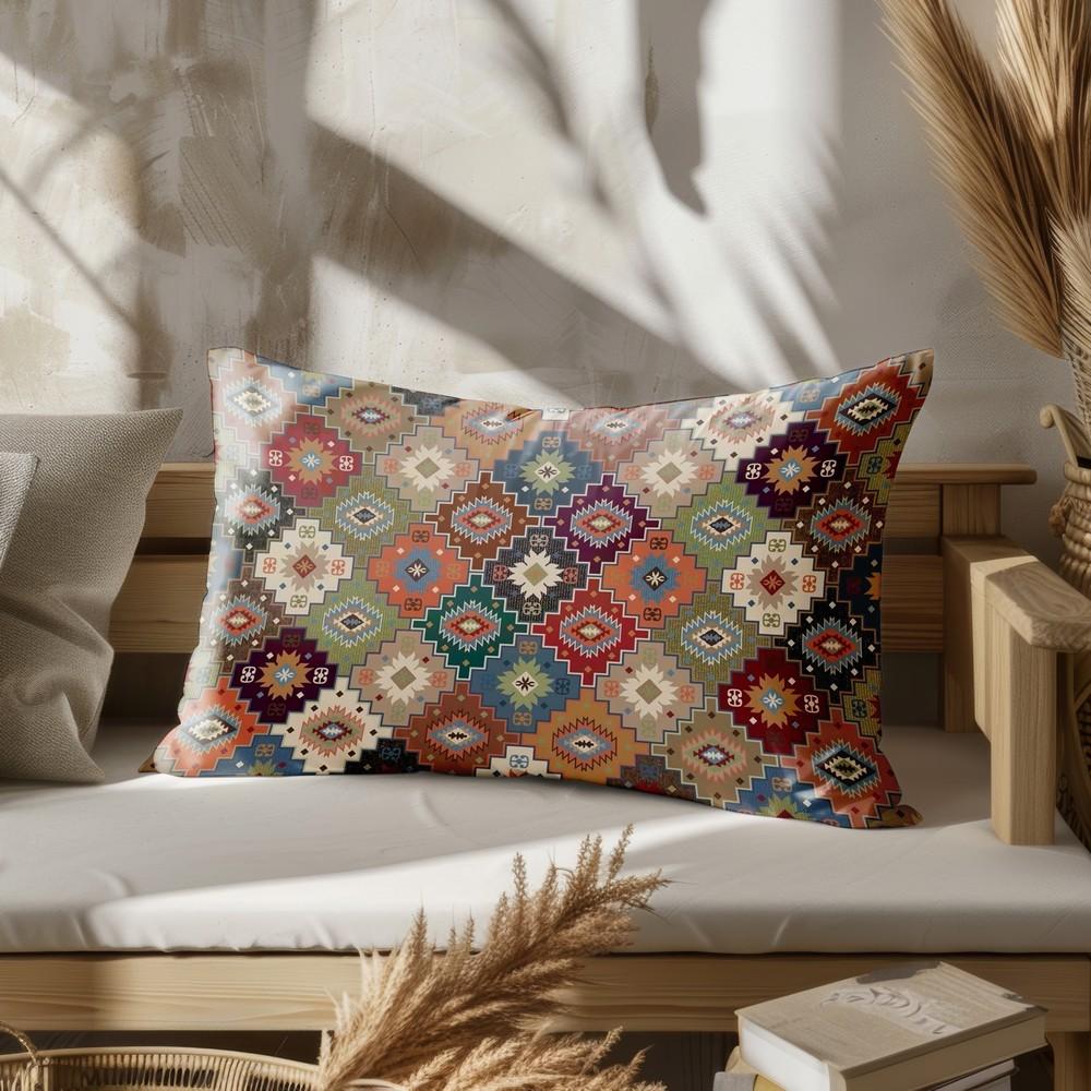 Home Decor Colorful Ethnic Pattern Cushion Suitable For Sofa Bedroom Car Pillow Cover Cushion Rectangular Back Cushion