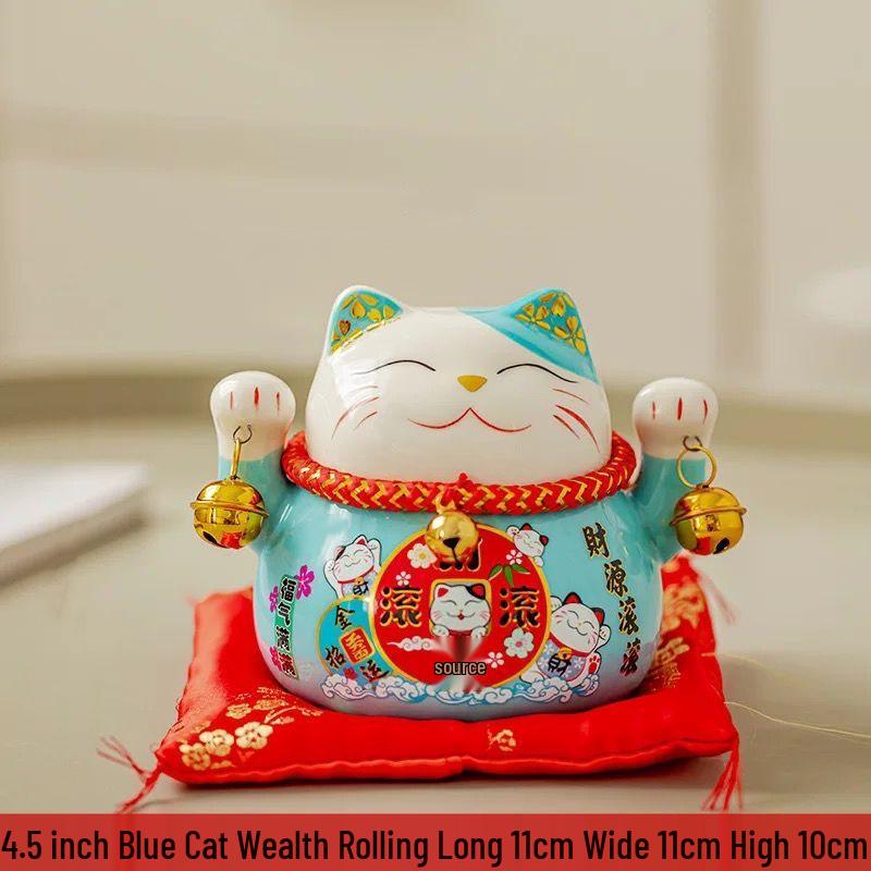 Lucky Cat Ceramic Decor: Creative Japanese Fortune Cat Small Piggy Bank - Ideal Gift for Store Openings