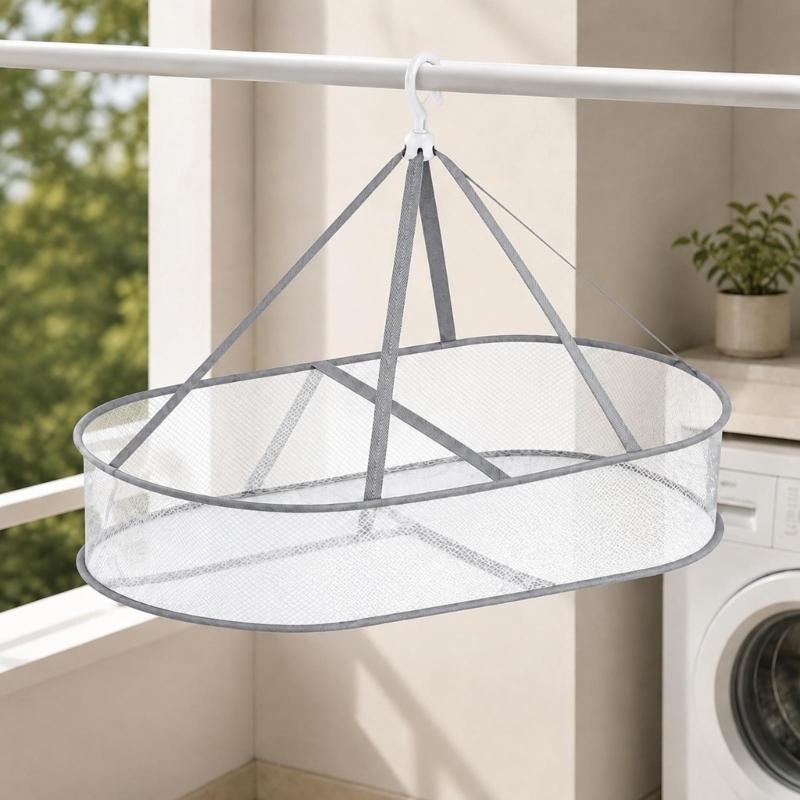 Sweater Drying Rack 2-Pack with Open Woven Platforms, Raised Edges, and Flat or Hanging Placement for Laundry Care