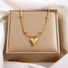 Elegant Titanium Heart Necklace - Light Luxury Women's Stainless Steel Jewelry, European & American Niche Design.