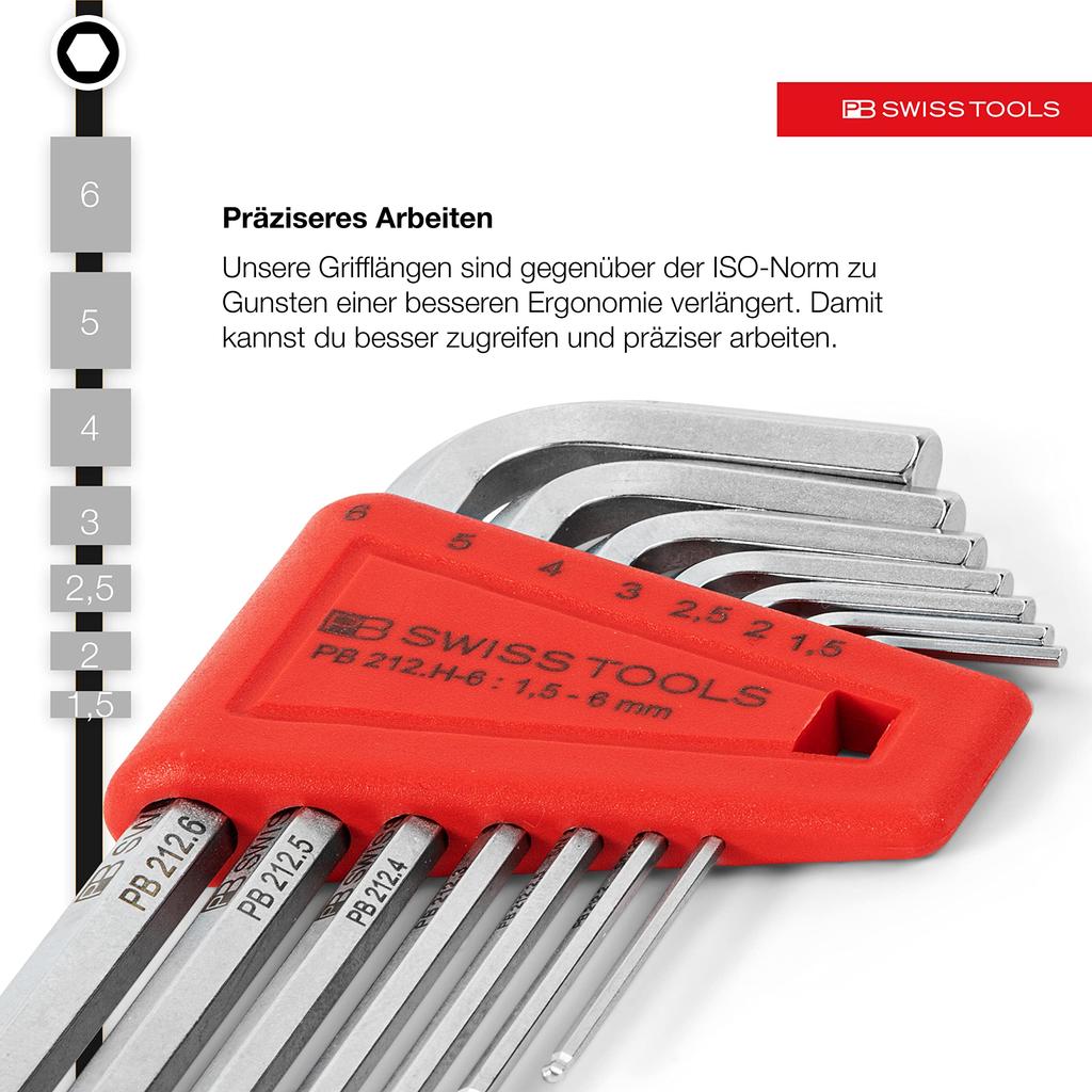 PB SWISS TOOLS PB Swiss Tools Ball Head Hex Wrench Set 212H-6CN