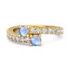 Moonstone Twin Stone with Accents Bypass Ring - 925 Sterling Silver Gold Vermeil