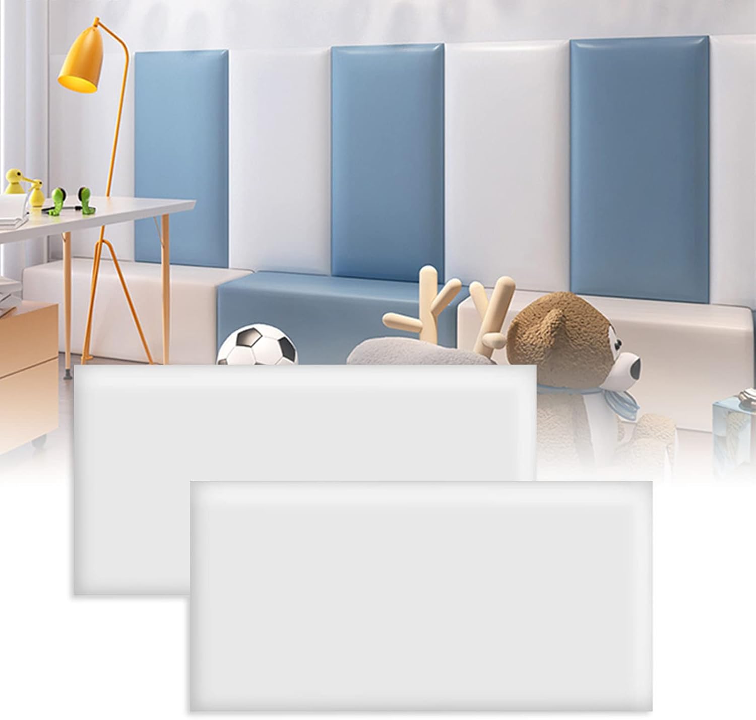 6PCS 3D Wall Sticker Soft Bag Self Adhesive Leather Kids Anti-collision Wall Fence Room Headboard Anti Collision Wall Panels белый