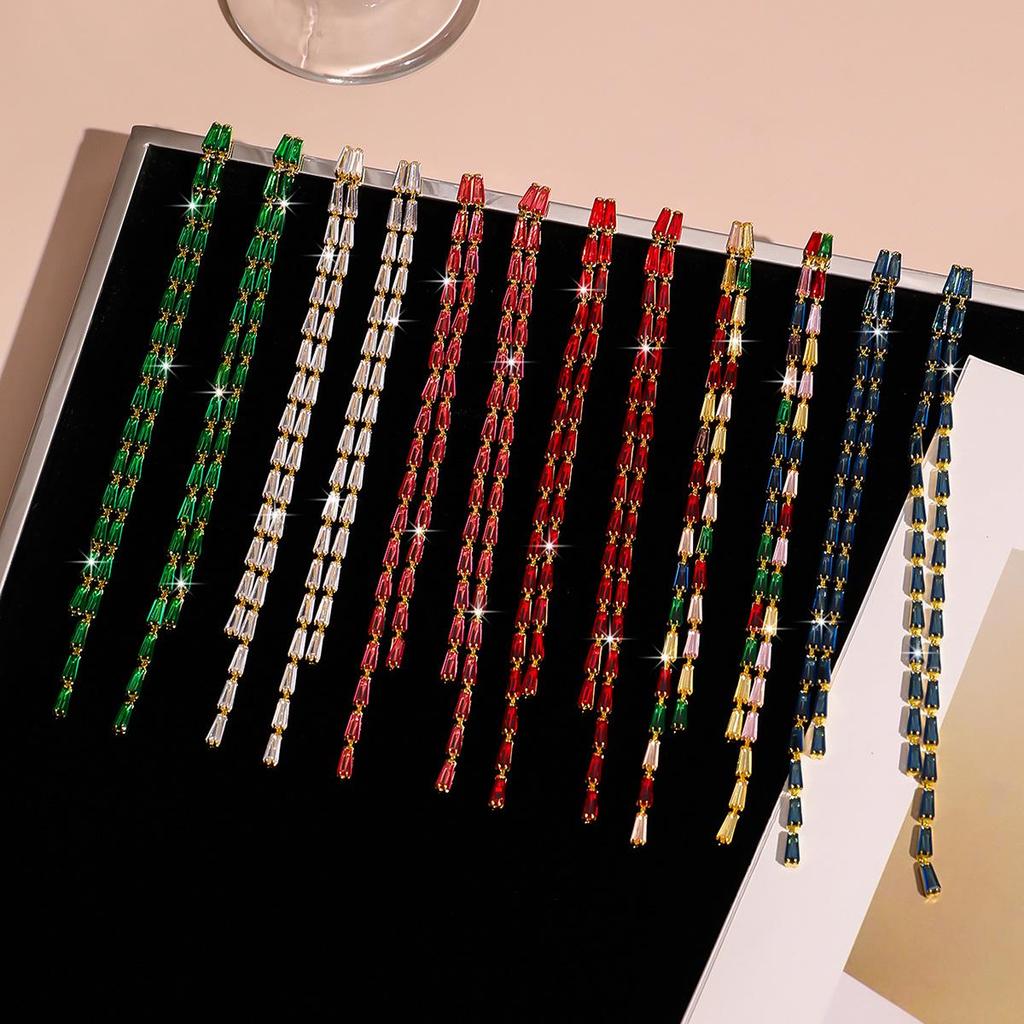 Korean Retro Zircon Earrings - Colorful Copper Fashion for Women