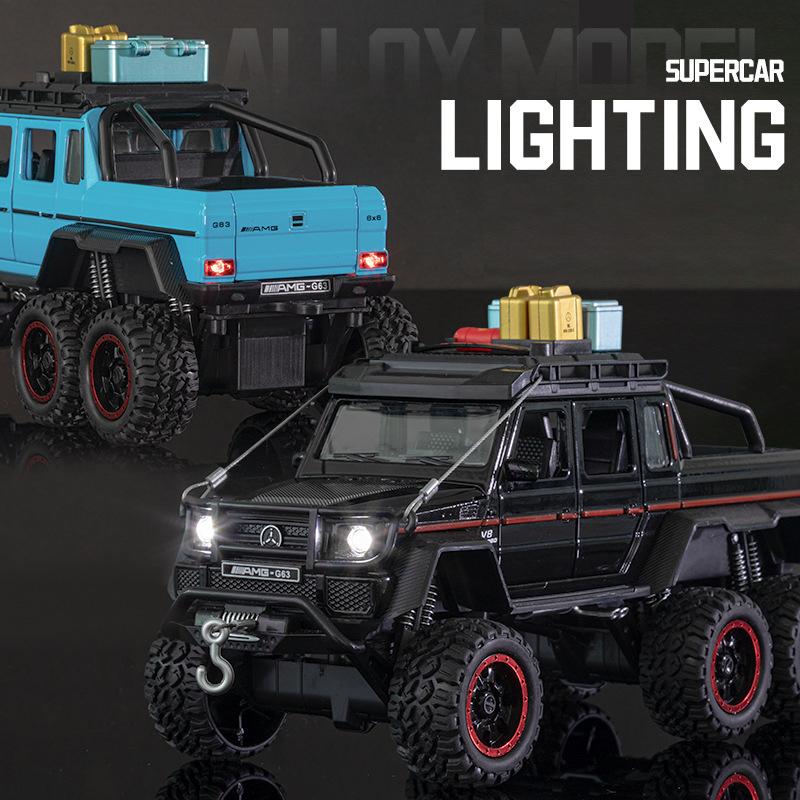 Travel Version 1/24 Benz G63 6*6 Tyre Alloy Pickup Car Model Diecasts Metal Toy Off-Road Vehicles Car Model Sound Light Kids Gift