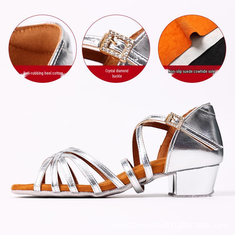 Girls' White Professional Latin Dance Shoes - Soft Sole for Beginners & Competitions