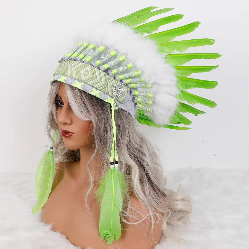 Handmade Soft Native American Style Indian Feather Headdress-Adjustable Custom Color Custom Size Comfortable Festivals Cosplay