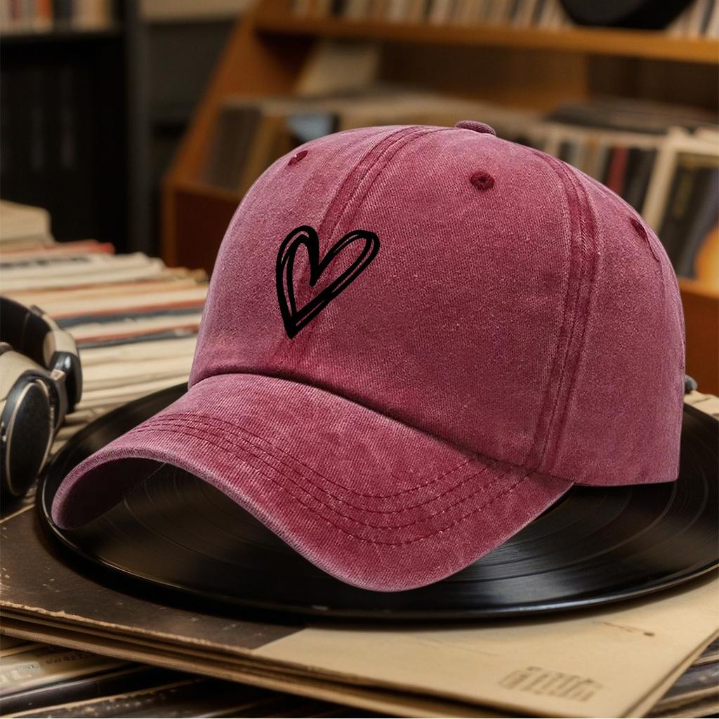 Heart Solid Coloran Heart Motif Baseball Cap Sports Hat Retro Versatile Couple Golf Outdoor Light Perfect Gift Choice Suitable F