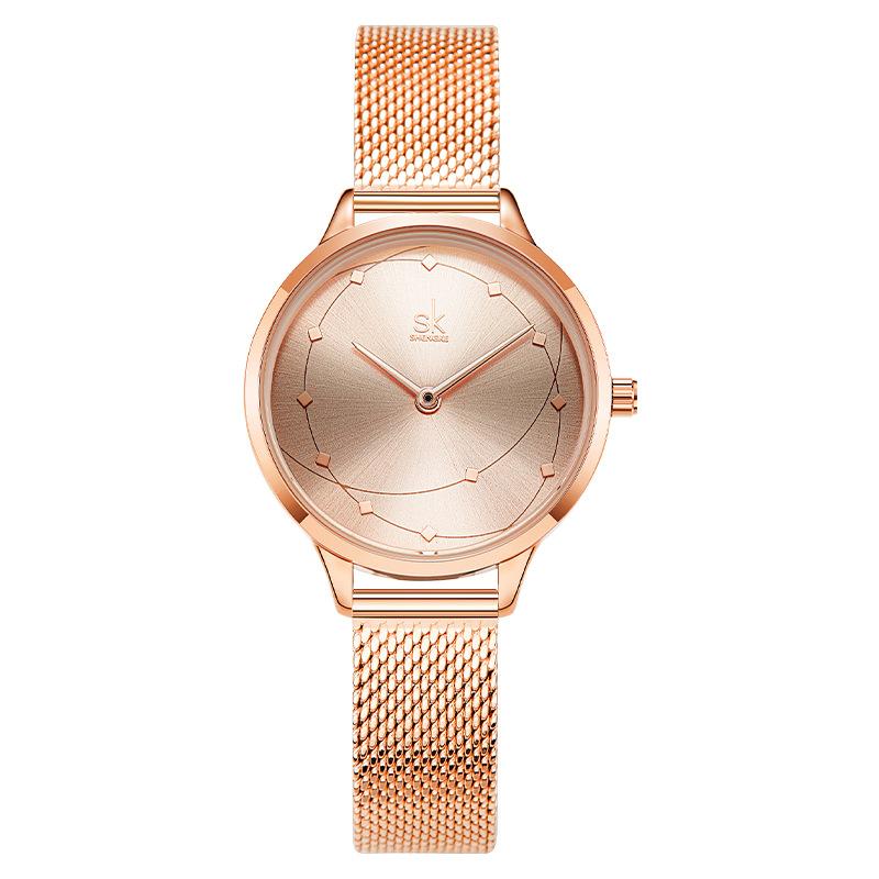 Ladies Watch Women'S Rose Gold Light Luxury Milan With Waterproof Quartz Watch Japanese Movement 0142