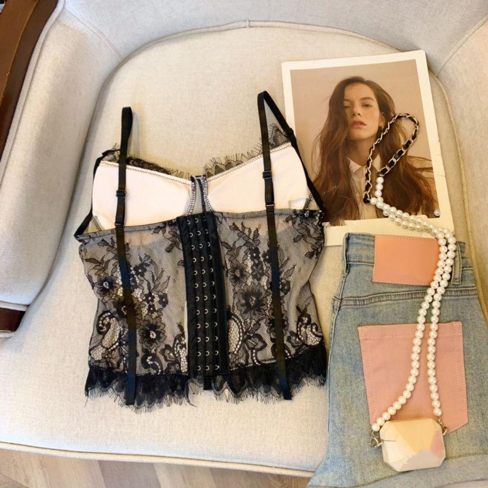 Hollow Lace Corset Slim fit Crop Tops Elegant Lace Camisole Travel