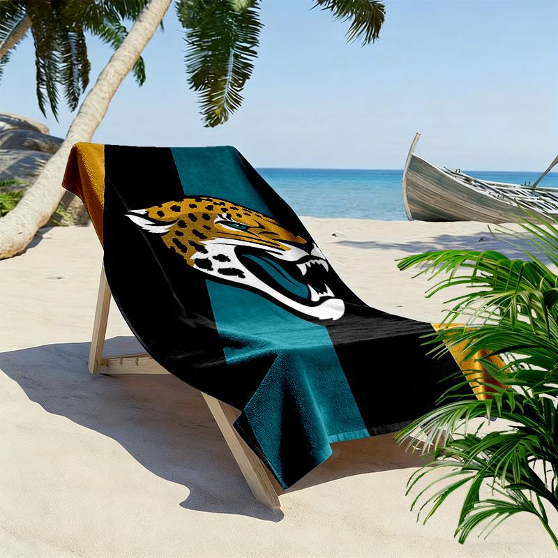 Jacksonville Jaguars Print Beach Towel, Large Soft Quick Dry Towel for Beach Camping Swimming