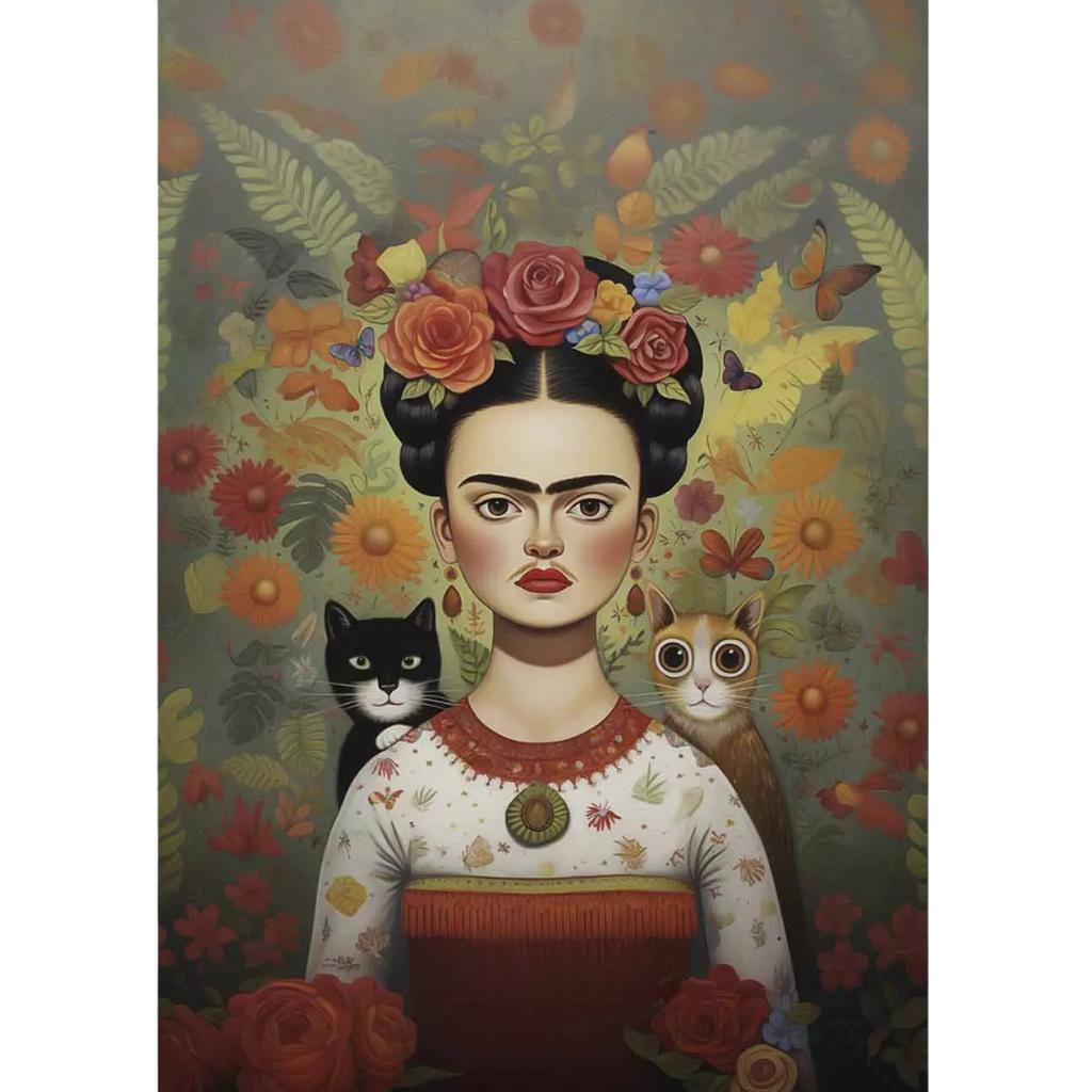 Malowanie Po Numerach Z Ramą Obrazy Do Malowania - Frida Koty 40X50 Cm