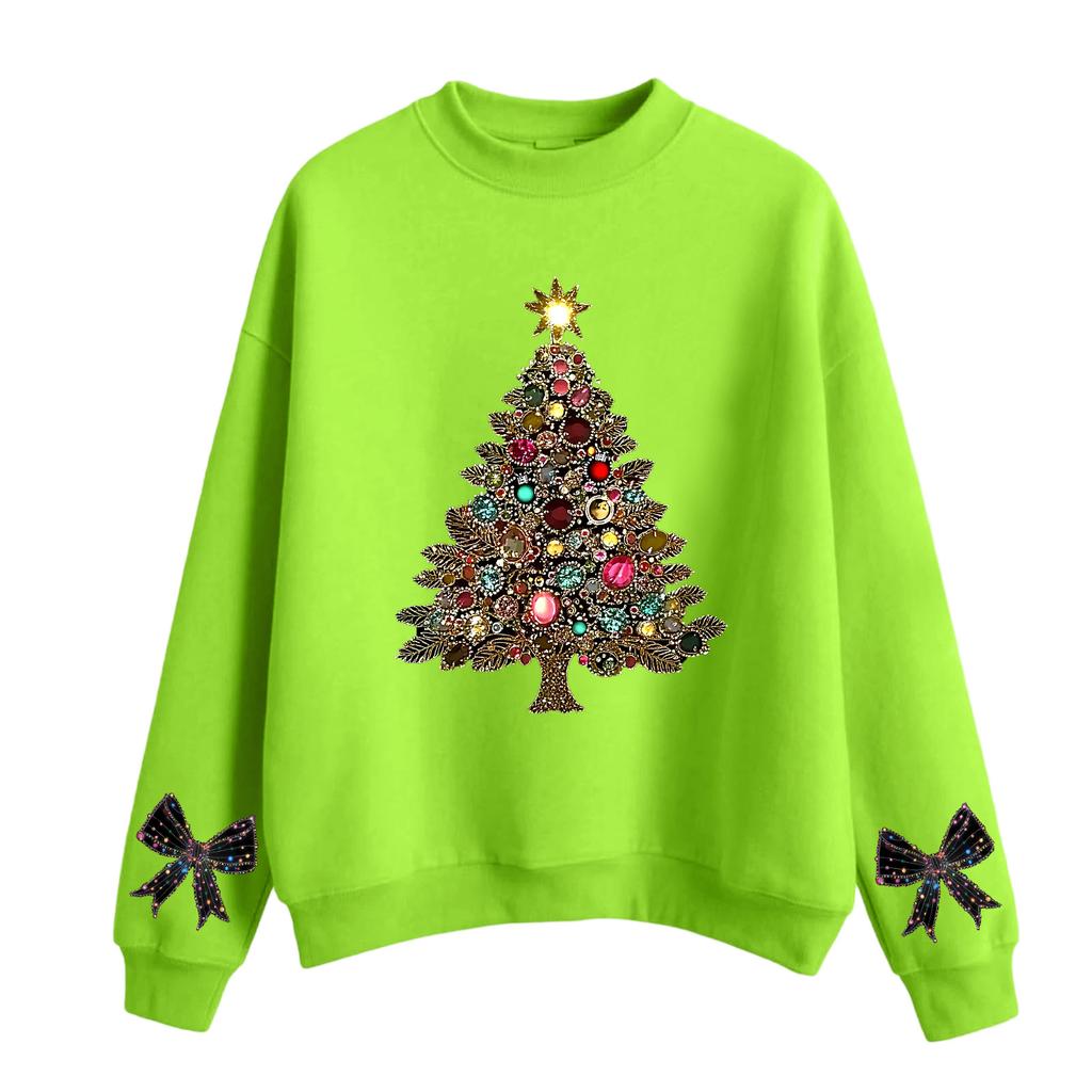Women's Fashion Casual Round Neck Long Sleeve Christmas Printed Sweatshirt
