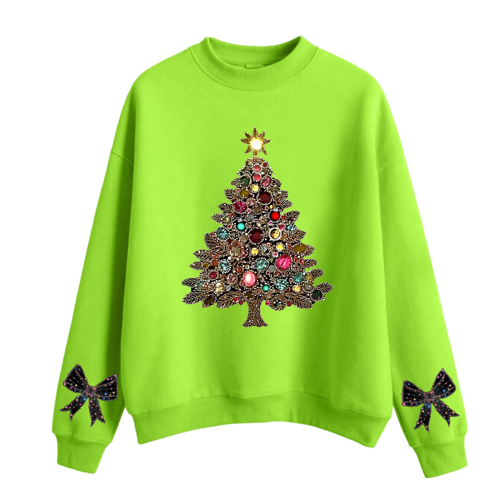 

Женский модный повседневный свитшот с круглым вырезом и длинными рукавами с рождественским принтом M