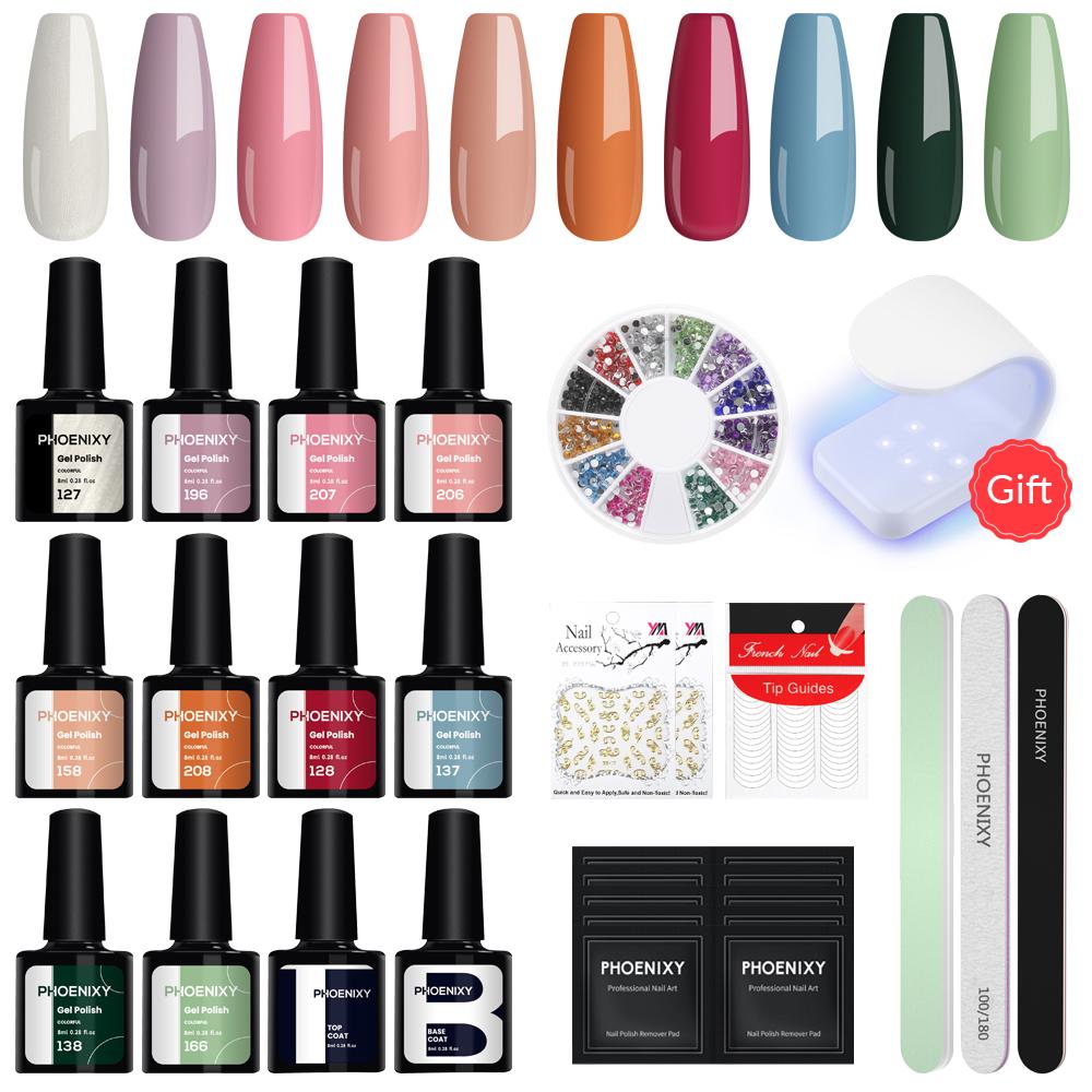 

Профессиональный маникюрный набор PHOENIXY с лампой для ногтей. Набор гель-лака для ногтей и полный набор инструментов для дизайна ногтей со светодиодной/УФ-лампой.