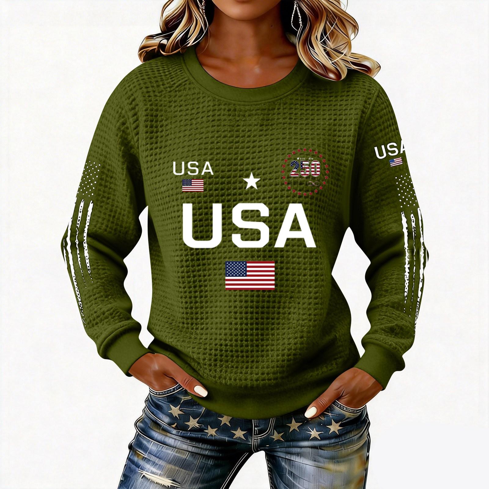 

Women s Fashionable Lightweight Long-Sleeved Pullover Sweatshirt With Printed Round Neck L армия зеленый