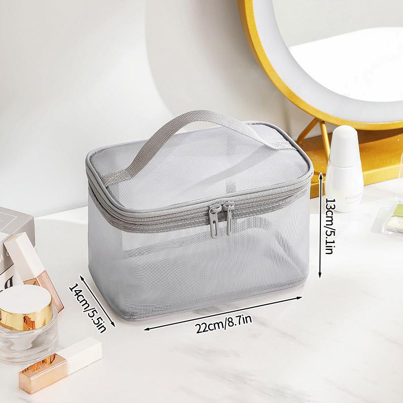 Women Mesh Cosmetic Bag Travel Zipper Toiletry Bags Black Makeup Organizer Female Lipstick Storage Pouch Toiletry Beauty Case