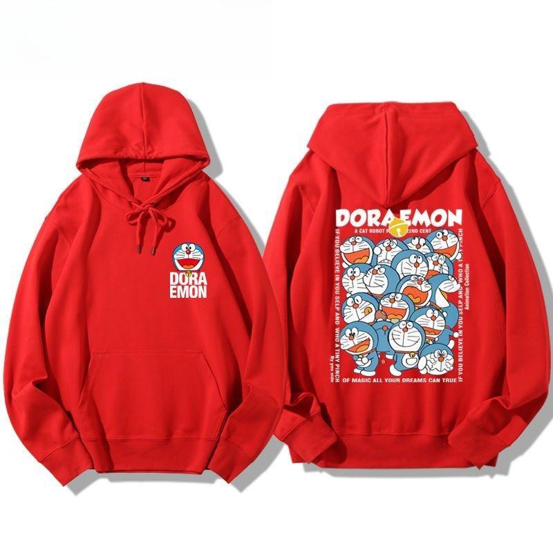 Cartoon Doraemon und Doraemon Co-Branded Hoodies, Baumwoll-Hoodies im japanischen Stil mit Aufdruck für Damen und Herren