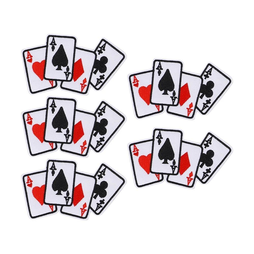 

5pcs Card Suit Pattern Poker Ace Clothes Patch Fabric Sticker Sew On Applique Embroidered Applique Sewing Repair Patches прозрачный