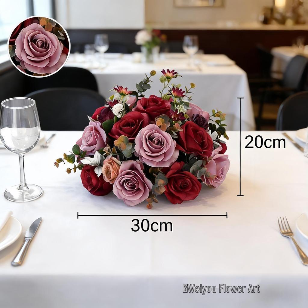 Round Lily Style Table Centerpiece: Artificial Floral Arrangement for Restaurants & Hotels