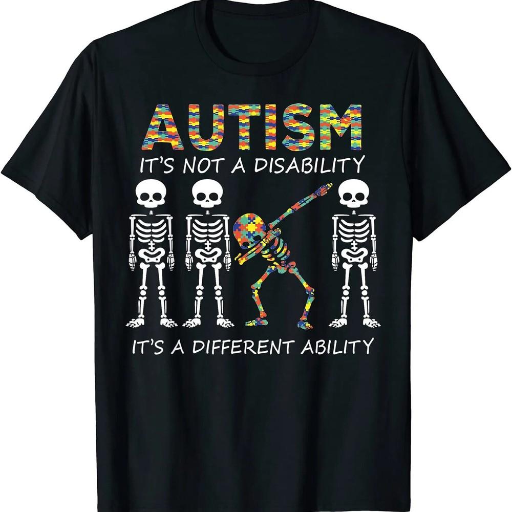 2025/Autism It s A Different Ability Dabbing Skeleton Unisex T-Shirt Unisex T-Shirt S
