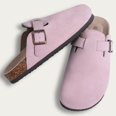 Fashion Litfun Genuine Suede Clogs For Women Men Soft Cork Footbed Leather Mules Comfort Potato Shoes With Arch Support Beach Slippers
