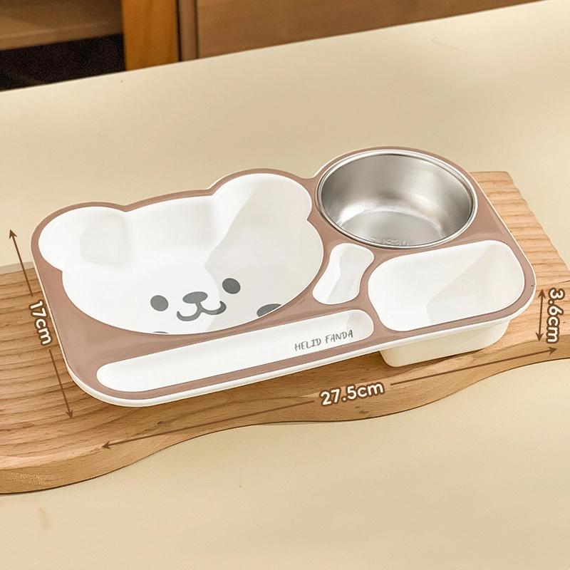 Reusable Dinning Plate Fruit Salad Plate 3 Compartment Cartoon Plastic Food Plate With Soup Bowl For Kid Student Microwave Safe