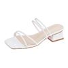 Fashion solid color narrow band slippers women med-high heels slides outdoor footwear ladies sandalia summer dress shoes woman flipflops