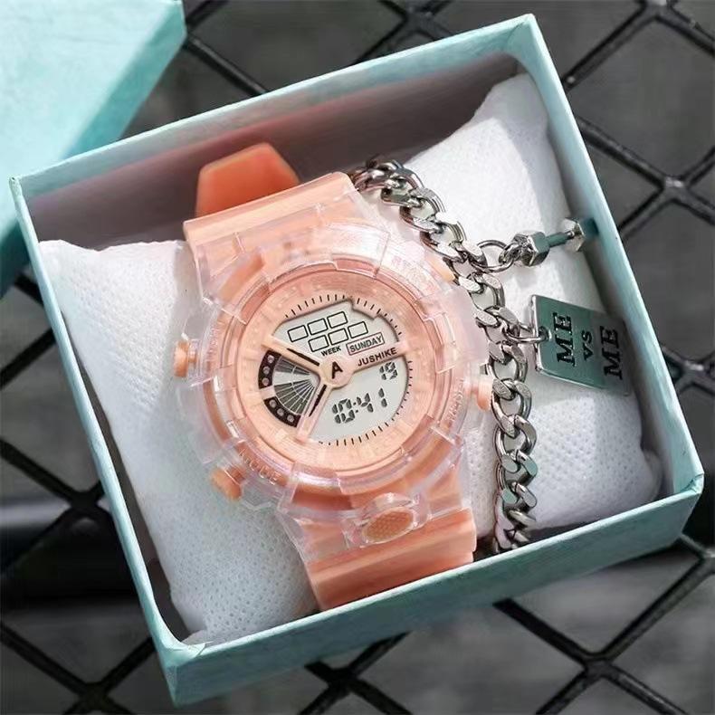 Sportuhr Student LED Elektronische Runde Uhr Bunt Herren Damen Quadratische Digitaluhren Gummiuhr
