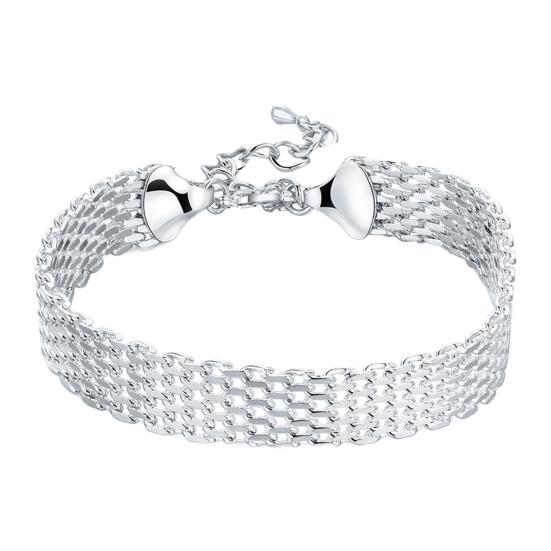 

Женский браслет, регулируемый, плетеный, ажурный, серебряный, полированный, широкий, для пар, повседневная одежда, выпускной, запястье, подарок на праздник