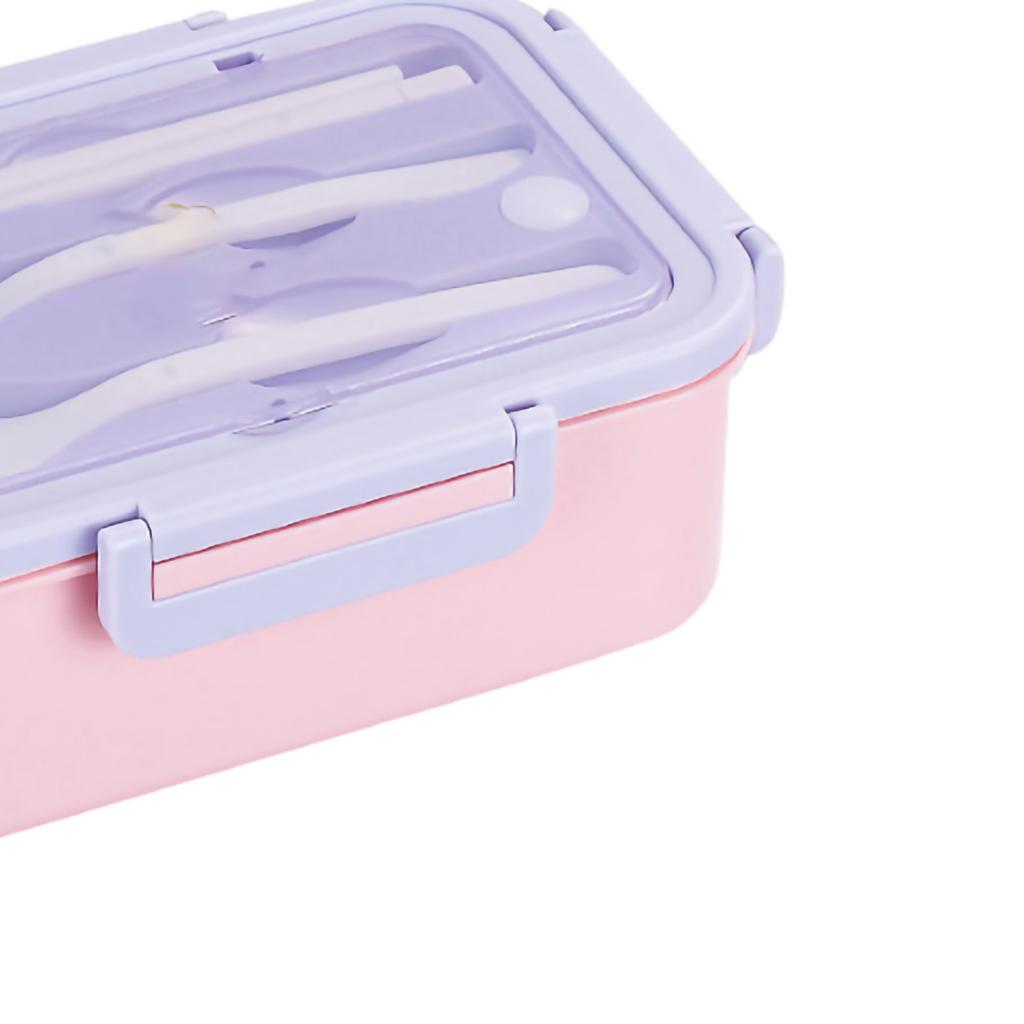 Bento Lunchbox Große Kapazität Gitterdesign Lebensmittelqualität PP Tragbare Lunchbox für Zuhause Büro Schule Schüler Lila Pink