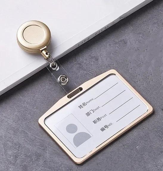 Credit ID Card Badge Bags Bank Business Work Card Holder with ABS Retractable Badge Reel Aluminum Alloy Credit Card Cover Case